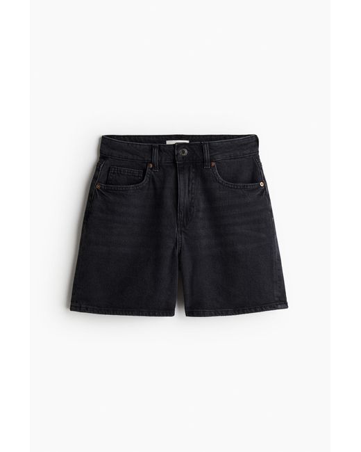 H&M Black Jeansshorts mit hohem Bund
