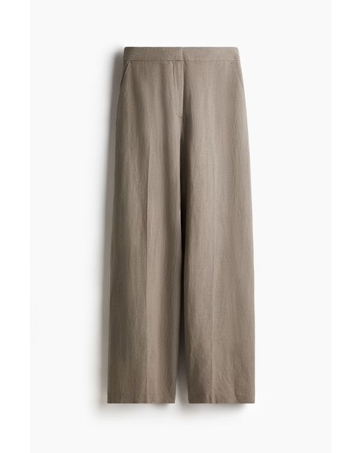 H&M Brown Weite Hose aus Leinenmix