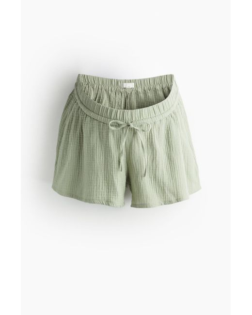 H&M Green MAMA Before & After Shorts aus Baumwollmusselin