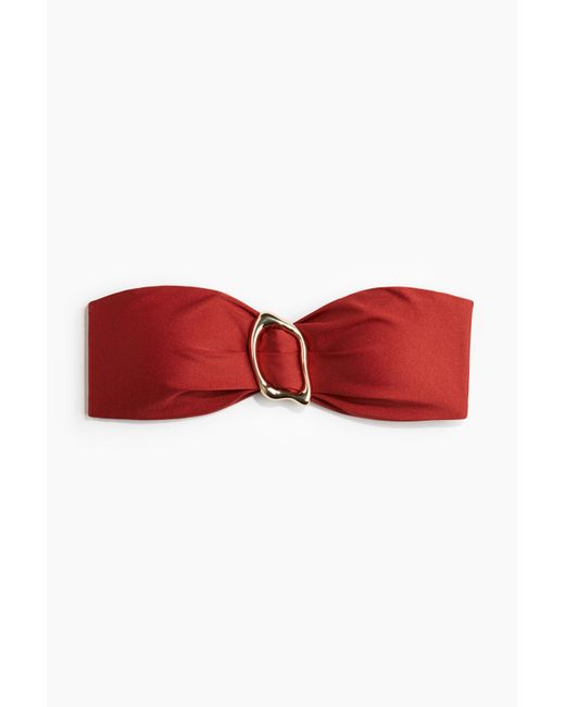H&M Padded Bandeaubikinitop in het Red