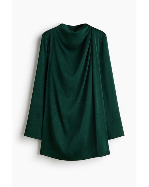 H&M Gedrapeerde Jurk in het Green