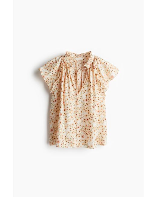 H&M White Bluse mit Butterfly-Ärmeln