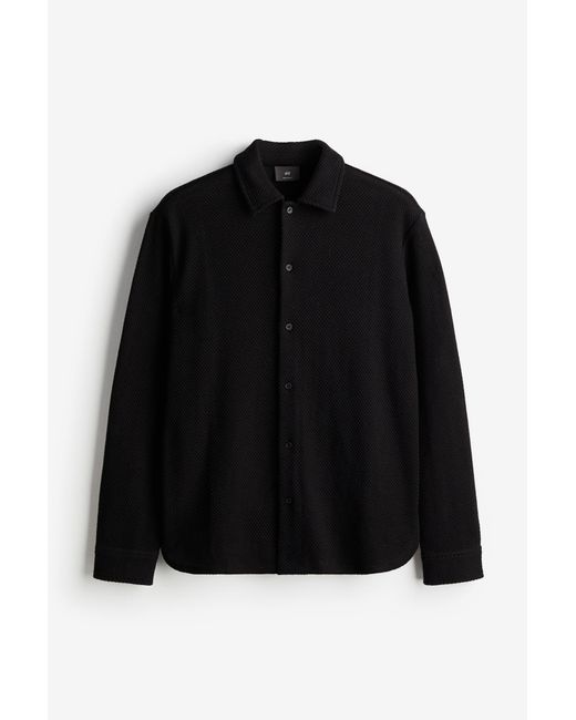 H&M Shirt in Ajourstrick Regular Fit in Black für Herren