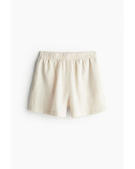 H&M Natural Pull-on-Shorts aus Leinen