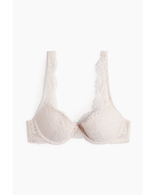 H&M Kanten Push-up Bh in het White