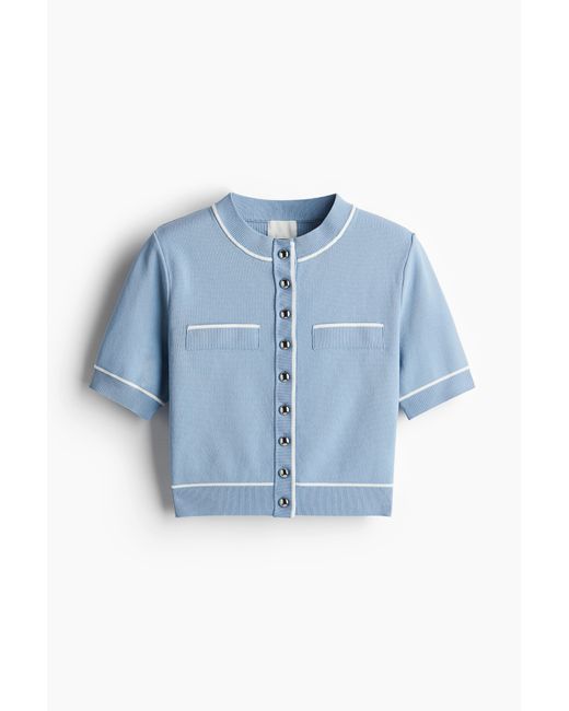 H&M Blue Cardigan aus engmaschigem Strick