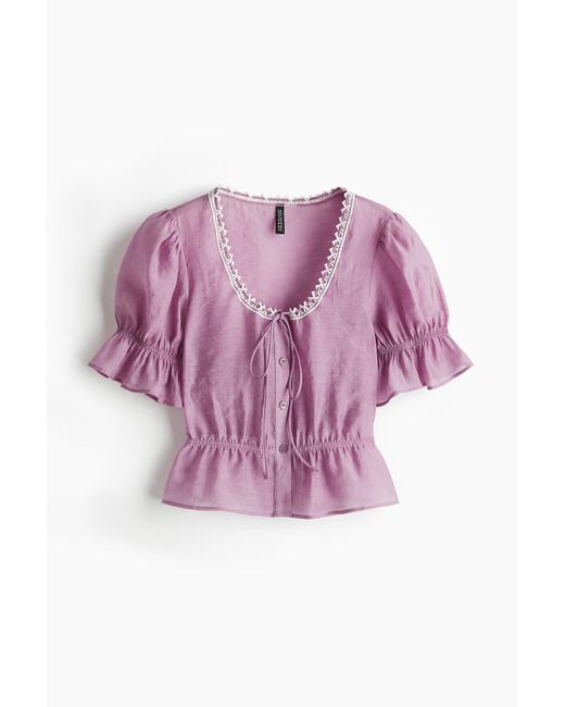 H&M Pink Peplumbluse mit Kurzarm