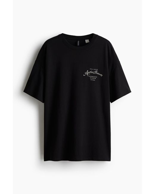 H&M Black Oversized T-Shirt mit Print