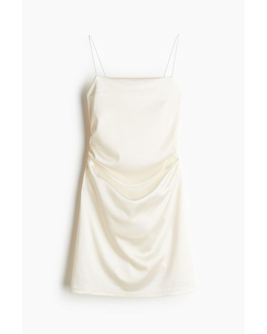 H&M Gedrapeerde Slip-on Jurk in het White