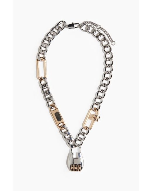 H&M Metallic Halskette mit Vorhängeschloss-Anhänger