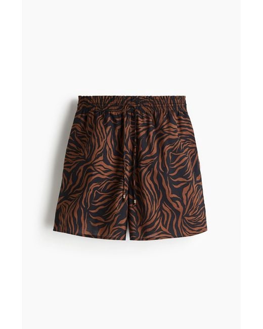 H&M Brown Bedruckte Shorts mit Tunnelzug