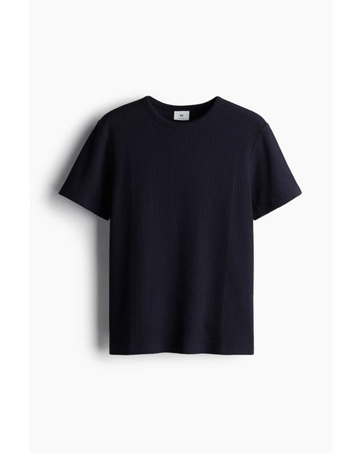 T-shirt gaufré Regular Fit H&M pour homme en coloris Blue