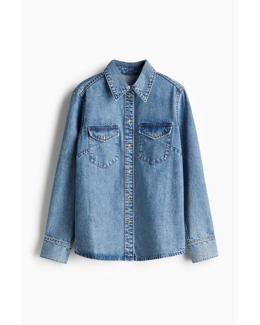 H&M Blue Hemdbluse aus Denim