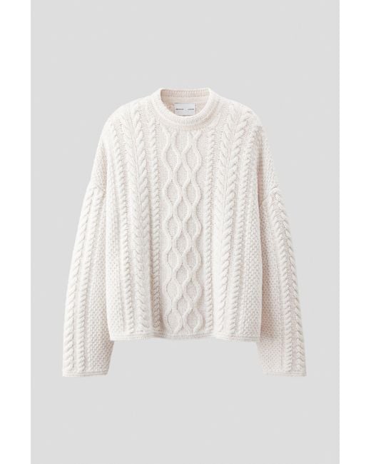 Pull en maille torsadée de laine mélangée H&M pour homme en coloris White