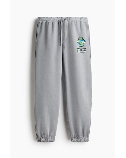 H&M Sweatpants mit Printmotiv in Relaxed Fit in Gray für Herren