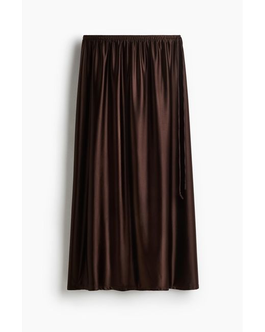 H&M Brown Jupe mit Kordelzug