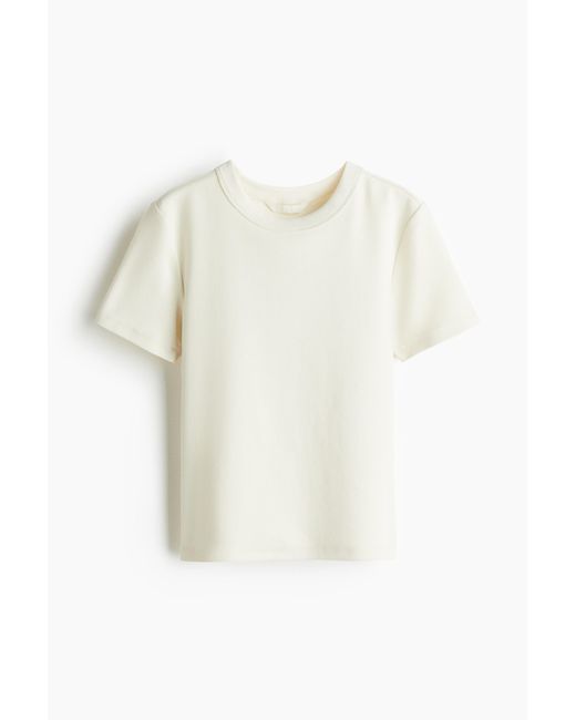 H&M Nauwsluitend Katoenen T-shirt in het White