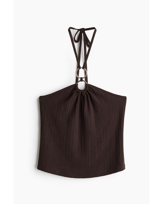 H&M Black Neckholder-Top mit Ringen