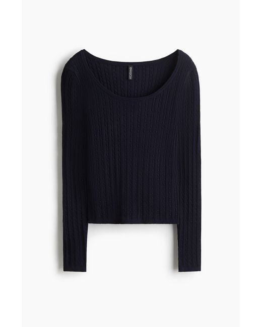 H&M Blue Pullover mit Zopfmuster