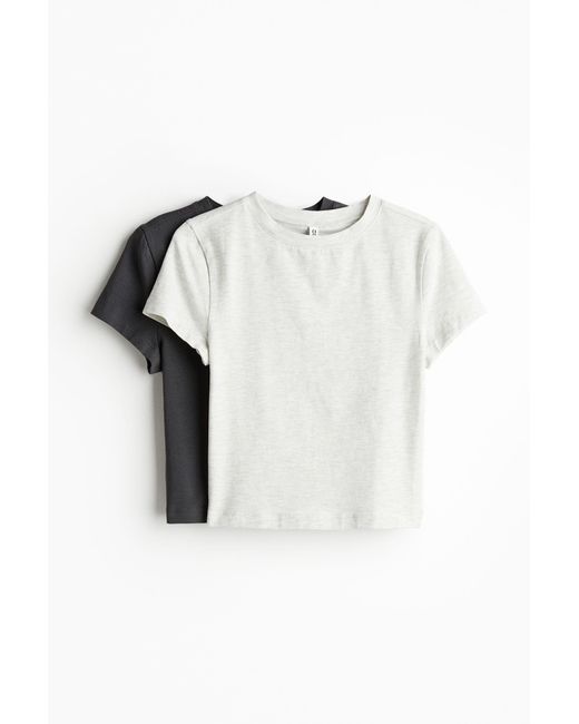 H&M Gray 2er-Pack Cropped T-Shirts
