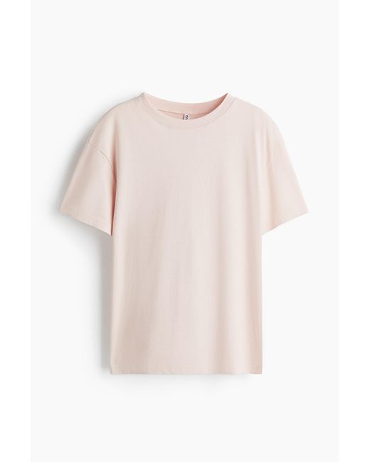 H&M Pink T-Shirt in Loose Fit