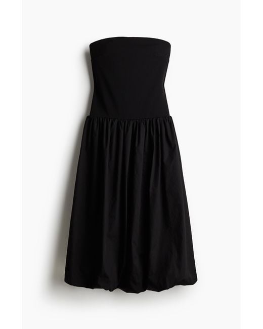 H&M Black Bandeau-Kleid mit Ballonjupe