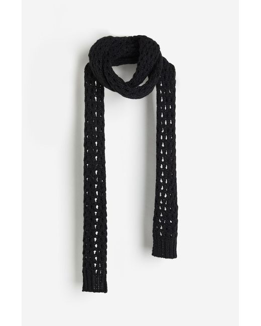 H&M Smalle Opengebreide Sjaal in het Black