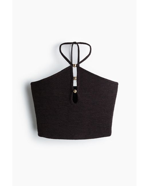 Top dos nu avec perles fantaisie décoratives H&M en coloris Black