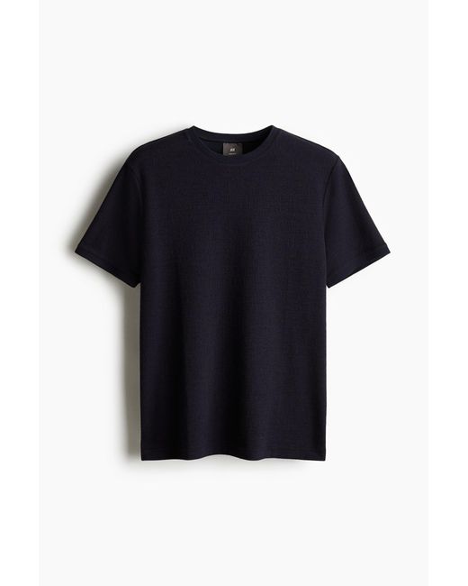H&M T-Shirt mit Struktur in Regular Fit in Black für Herren