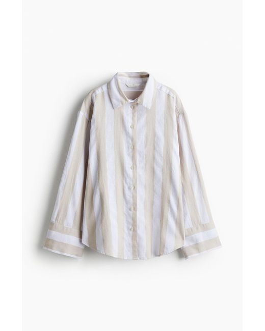 H&M White Bluse aus Leinenmix