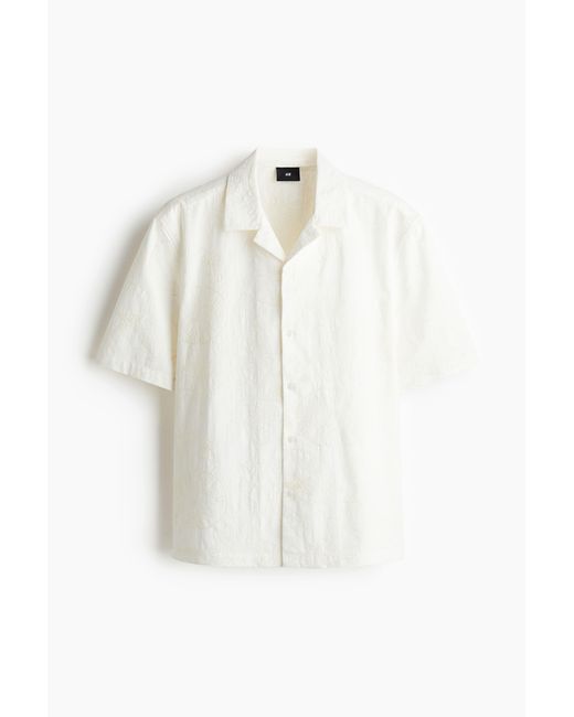 H&M Besticktes Freizeithemd in Regular Fit in White für Herren