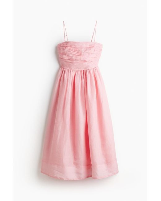 H&M Pink Bandeau-Kleid aus Ramie