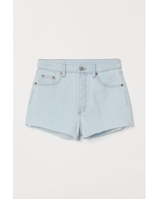 H\u0026M Slim High Denim Shorts in Blue - Lyst