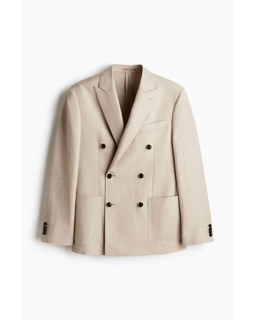 H&M Zweireihiges Jackett aus Wollmix in Regular Fit in Natural für Herren