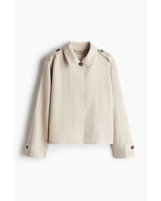 H&M Natural Oversized Jacke aus Leinenmix