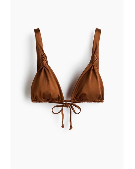 H&M Padded Triangle Bikini Top in het Brown