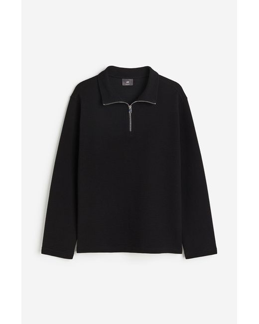 H&M Ziptop-sweater in het Black voor heren