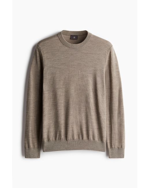 H&M Wollpullover in Slim Fit in Brown für Herren