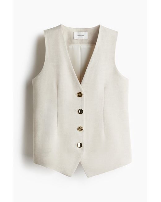 H&M White Weste aus Leinenmix