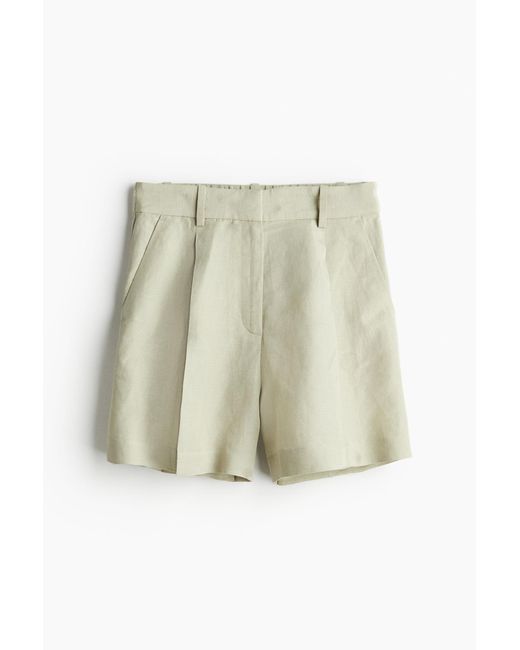 H&M White Shorts aus Leinenmix