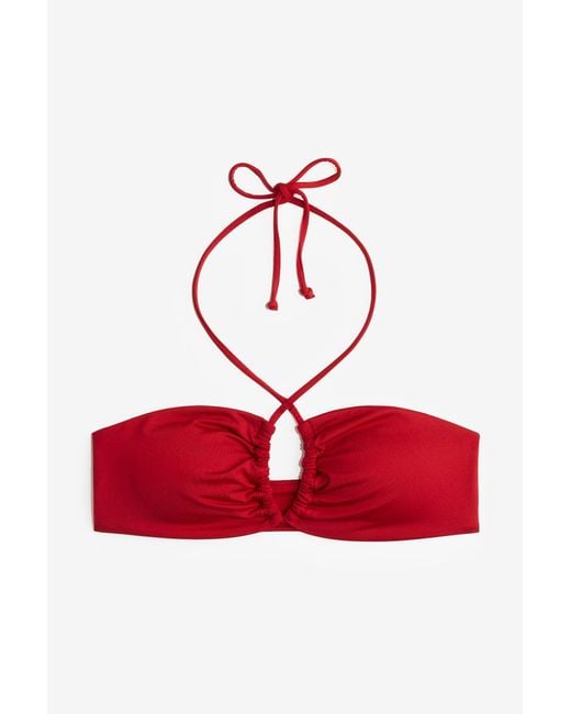 H&M Red Wattiertes Neckholder-Bikinitop