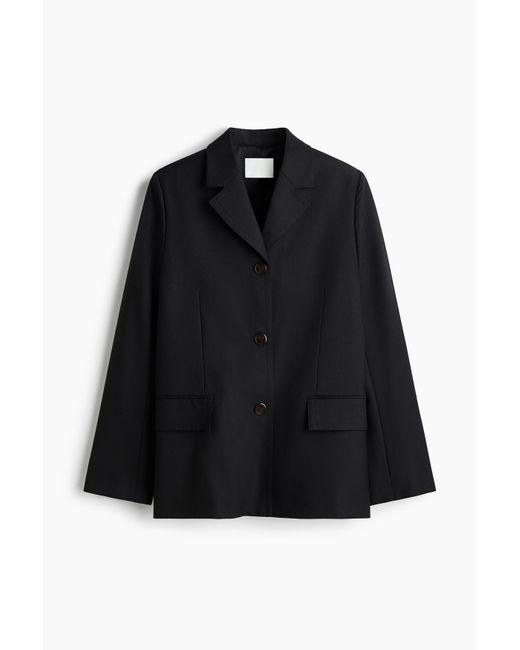 Blazer En Laine Mélangée H&M en coloris Black