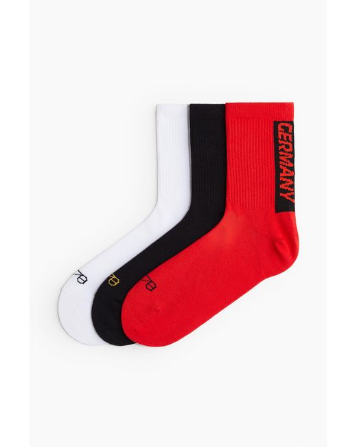 H&M DryMove 3er-Pack Socken in Red für Herren