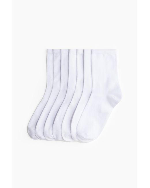 H&M White 7er-Pack Socken
