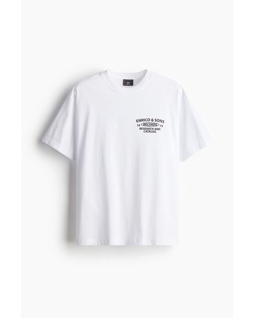 T-shirt imprimé Loose Fit H&M pour homme en coloris White