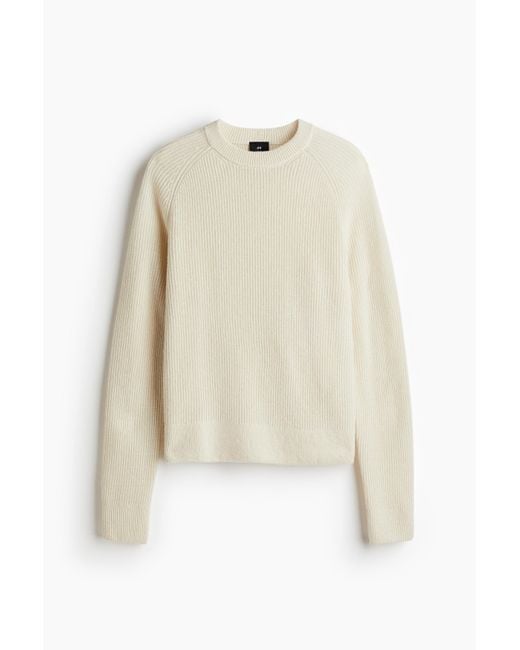 Pull Regular Fit en maille de laine côtelée H&M pour homme en coloris Natural