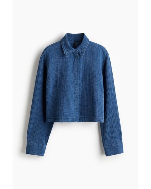 H&M Blue Cotton muslin shirt
