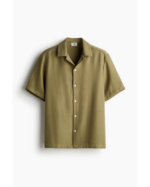 Chemise texturée Regular Fit avec col cubain H&M pour homme en coloris Green