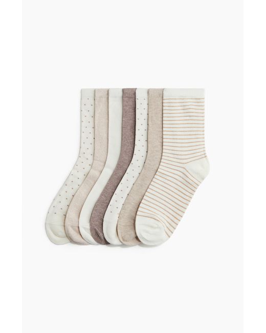 H&M White 7er-Pack Socken