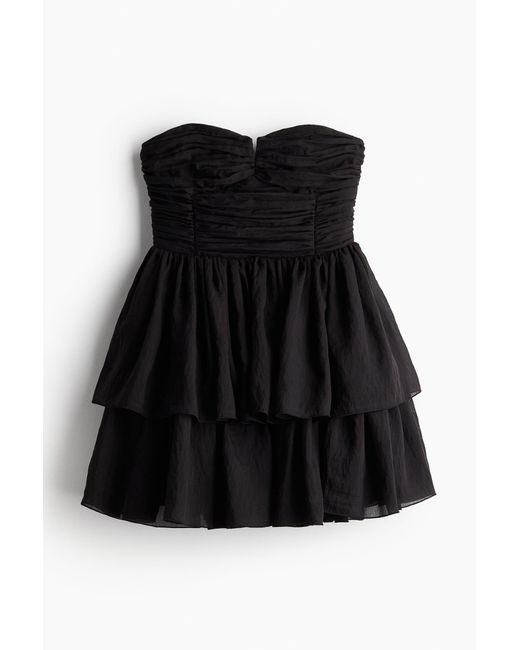 H&M Black Ausgestelltes Bandeau-Kleid